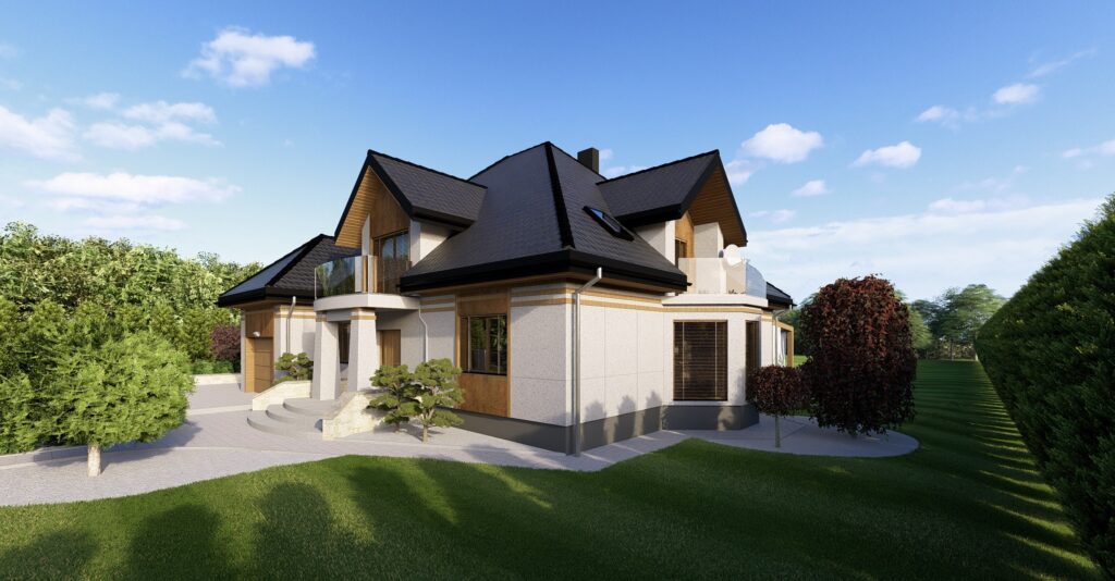 elewacja po, projekt elewacji domu z drewnem